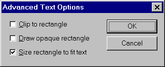 Advanced Text Options Dialog Box